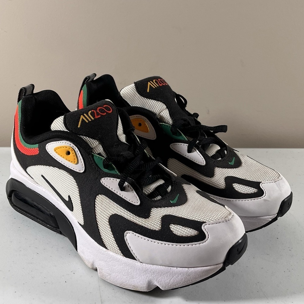 Nike Air Max 200 Rasta Bright Crimson GS Sneakers AT5627-100 Size 6Y